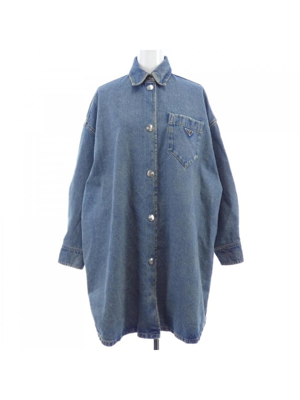 Prada Oversized Organic Denim Triangle Logo Shirt